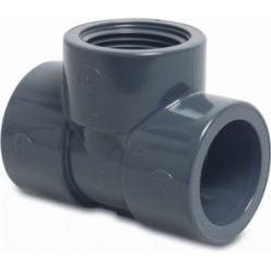 Druk PVC - T-stuk 90° - PN16 - lijm x binnendraad - 32mm x 1"