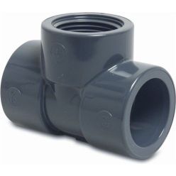 Druk PVC T-stuk 90° lijm x binnendraad 20mm x 1/2"