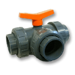 Druk PVC - 3 Weg Kogelkraan met L-boring 25mm