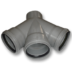 Afvoer PVC Manchet Dubbel T-stuk 45° 125mm