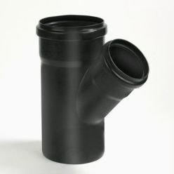 PP Verloop T-stuk 45° 50mm x 40mm 2x mof/spie  zwart