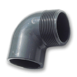 Druk PVC VDL Knie 90° lijmmof x buitendraad 25mm x 1"