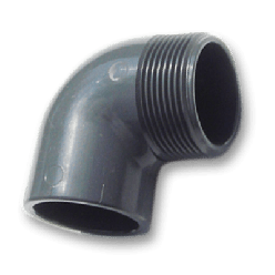 Druk PVC Knie 90° lijmmof x buitendraad 32mm x 1"