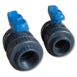 Druk PVC Kogelkraan (TP) lijmsok x binnendraad (PN16) 16mm x 1/2"