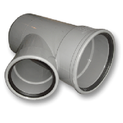 Afvoer PVC Manchet T-stuk 45° mof/spie 125mm