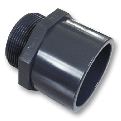 Druk PVC Puntstuk lijmsok inwendig/uitwendig x buitendraad 25/32mm x 3/4"