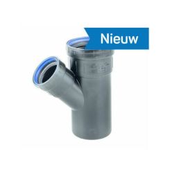 PP Verloop T-stuk 45° 110mm x 75mm 2x mof/spie  zwart