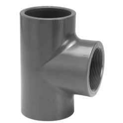 Druk PVC T-stuk 90° lijm x binnendraad 90mm x 2"