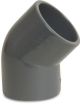 Druk PVC Knie 45° 20mm lijmmof KIWA gekeurd