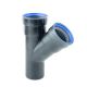 PP T-stuk 45° 50mm 2x mof/spie zwart